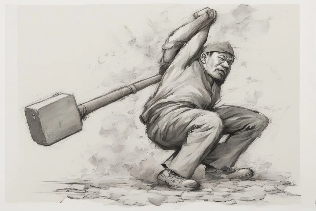 man swinging sledgehammer by kim jung gi