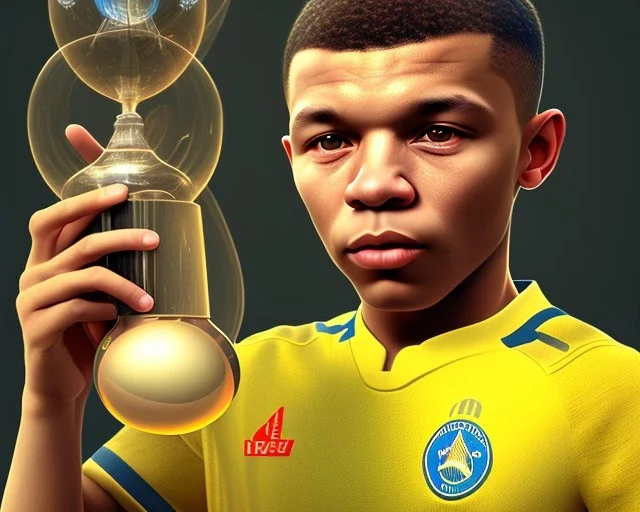 Kylian Mbappé as a child, 3d art, face portrait, 8k resolution