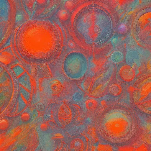  pastel colors, abstract art, plants camp, red, orange, white,