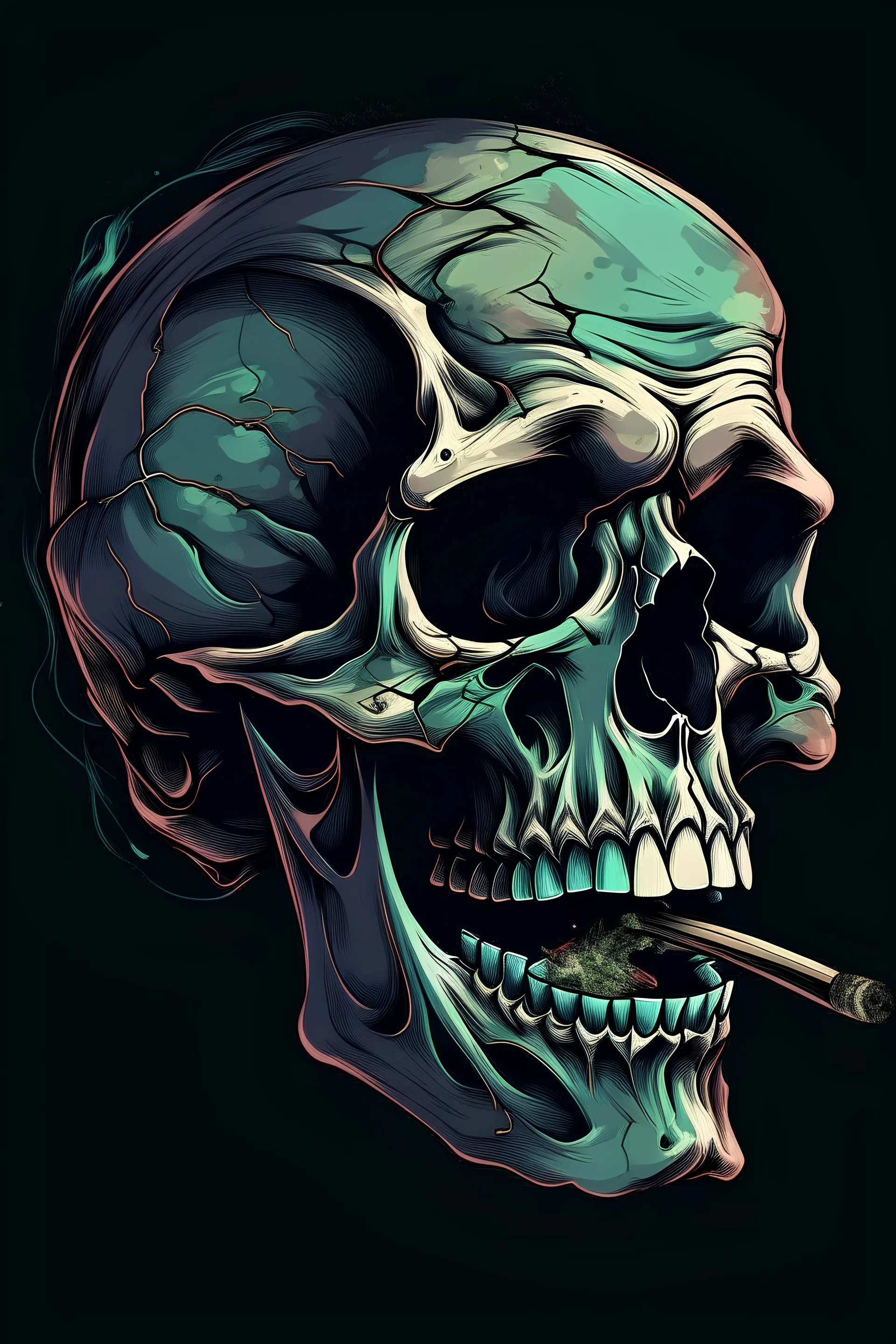glitch skull smoking