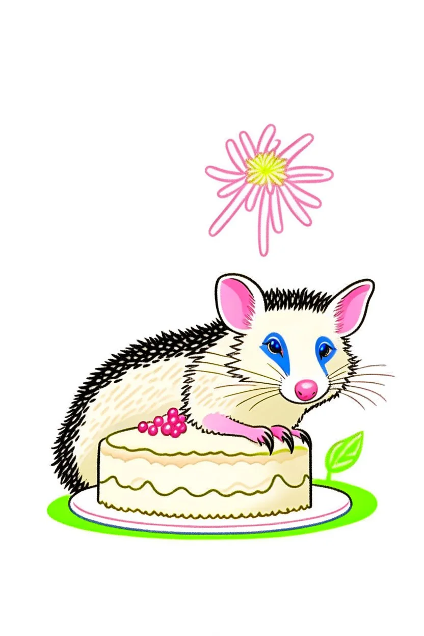 Opossum and birthday cake logo