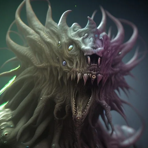 Fluid ink nightmare creature,unreal engine 5, 8k resolution, photorealistic, ultra detailed