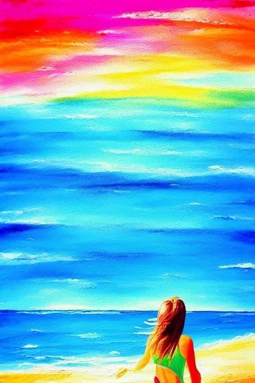 painting, wanderlust, bright colors, beach