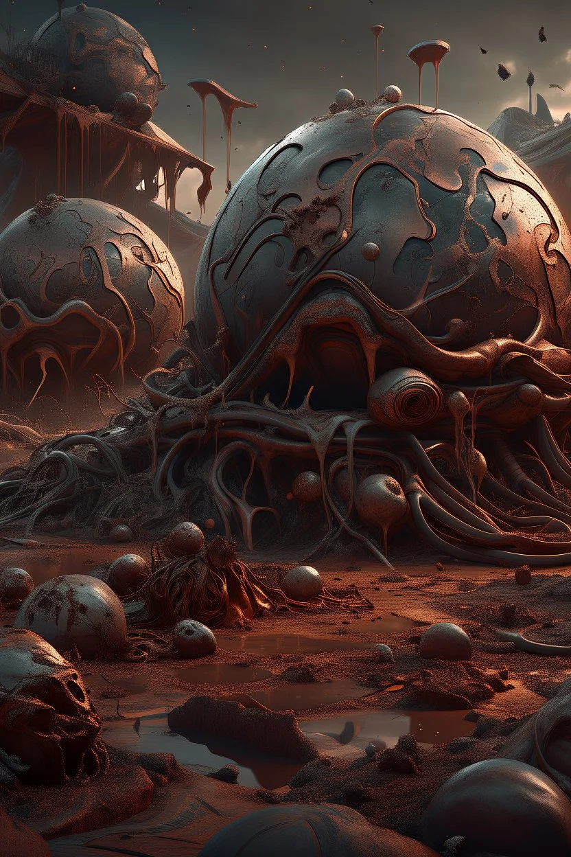 Bosch nightmares paint inf style Title: "muddy planets , insanely detailed octane render trending on artstation, 8k artistic photography, photorealistic concept art, soft natural volumetric cinematic perfect light, chiaroscuro, award-winning photograph, masterpiece, oil on canvas, Raphael, Caravaggio, Greg Rutkowski, people, beksinski, Giger