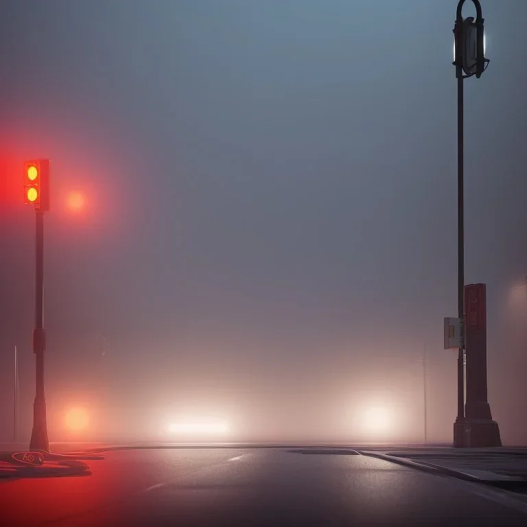 Ferrari 488 under a LED street light in heavy fog