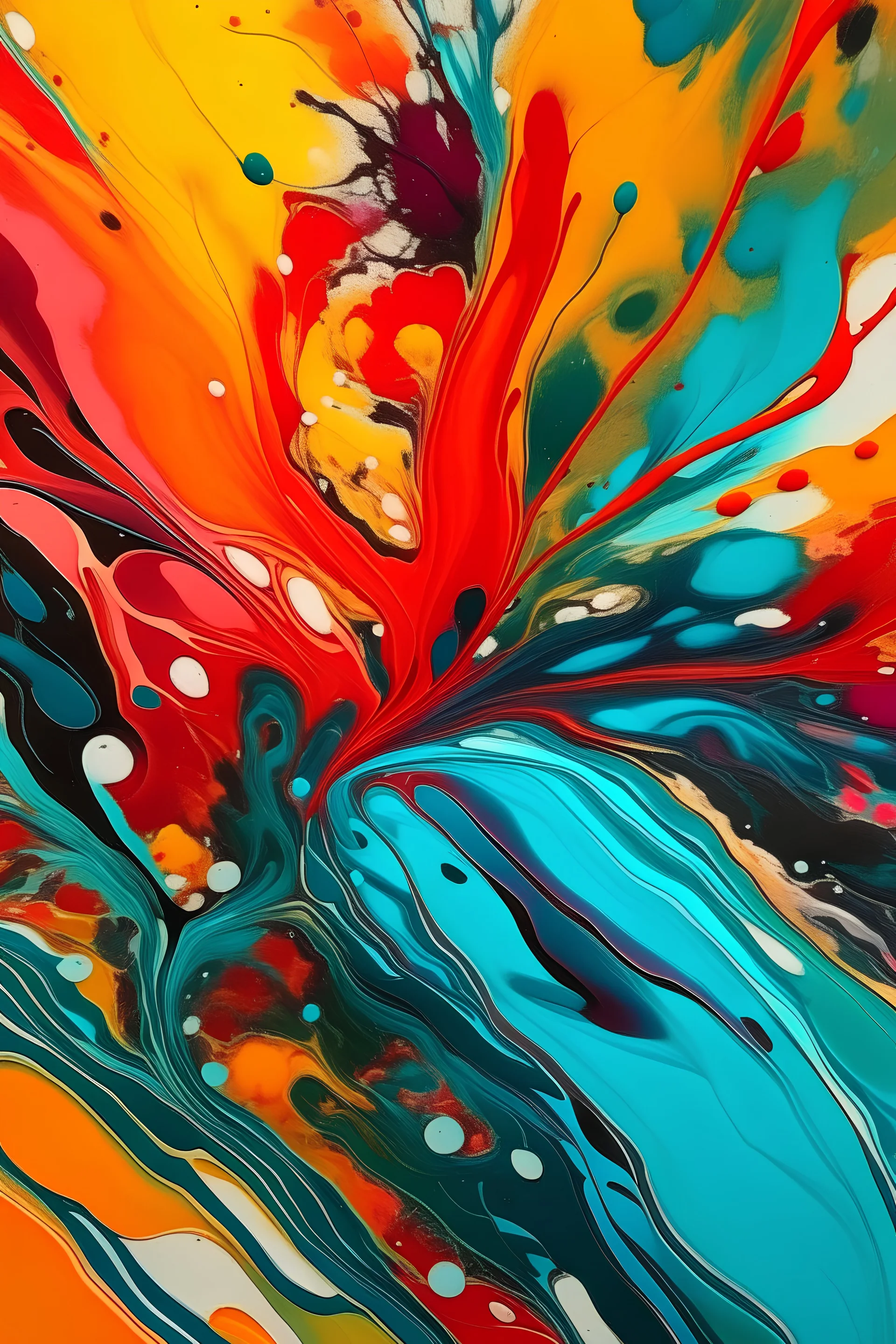 Liquid abstract painting, Fun & Tropical, liquid pattern