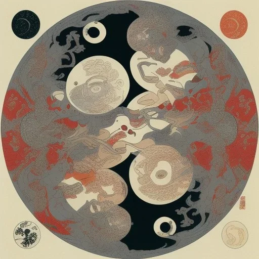 Ukiyo-e Style , yin and yang