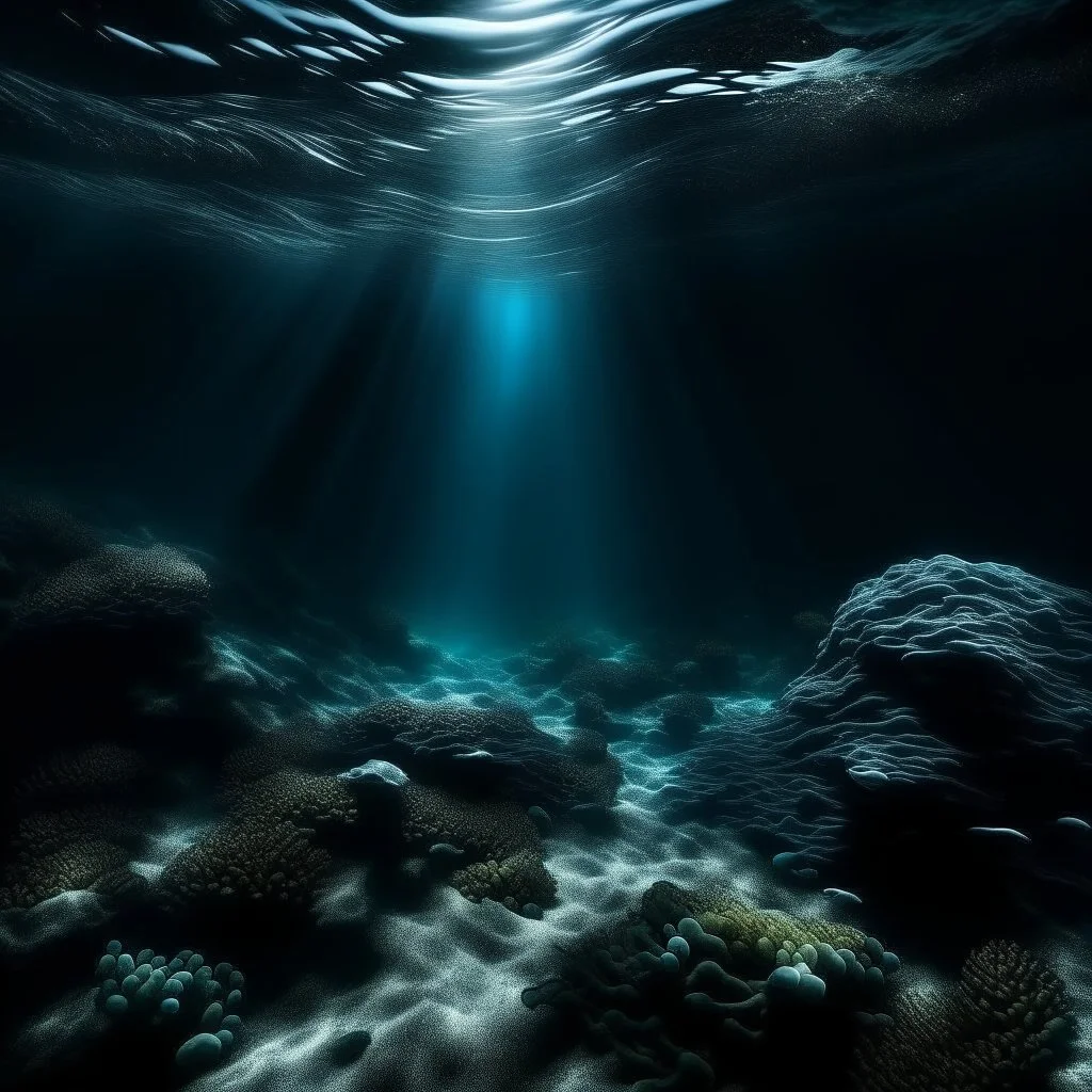 underwater images in a deep dark icy sea