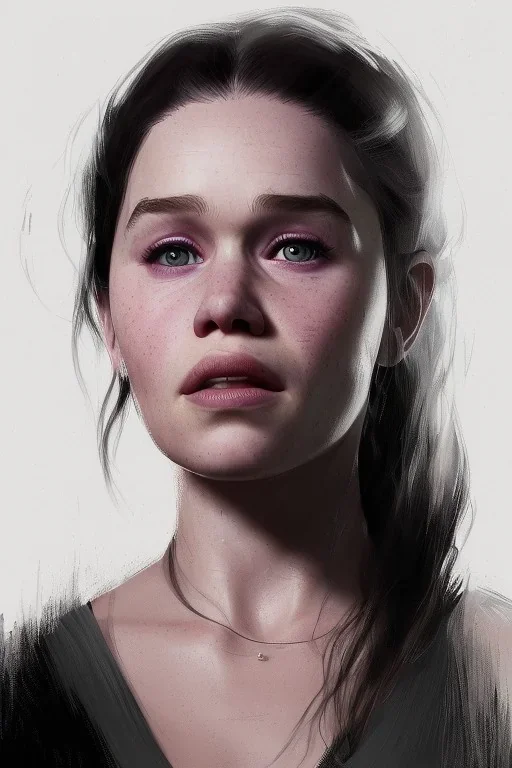 emilia clarke, head and shoulders portrait, head and, 8k resolution concept art portrait by Greg Rutkowski,