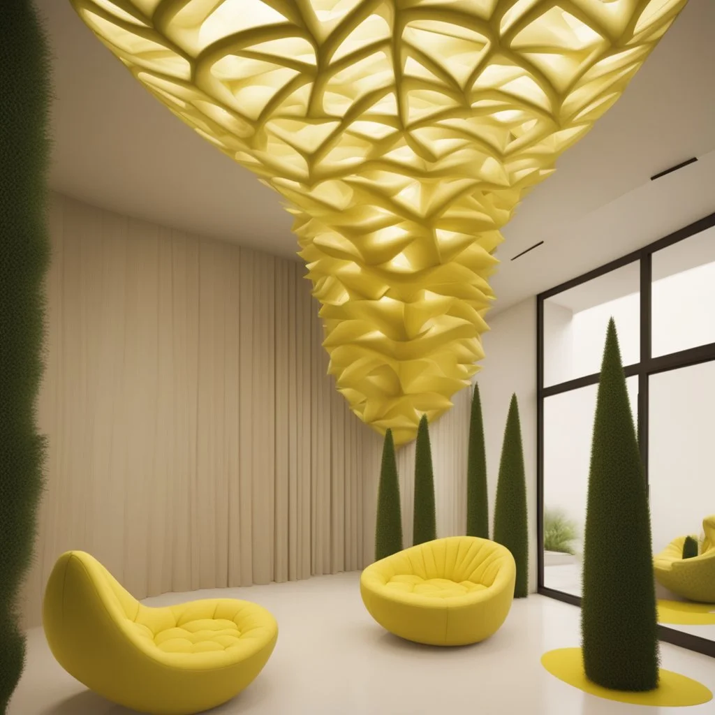 A tourist resort in the shape of a pineapple "interior design"