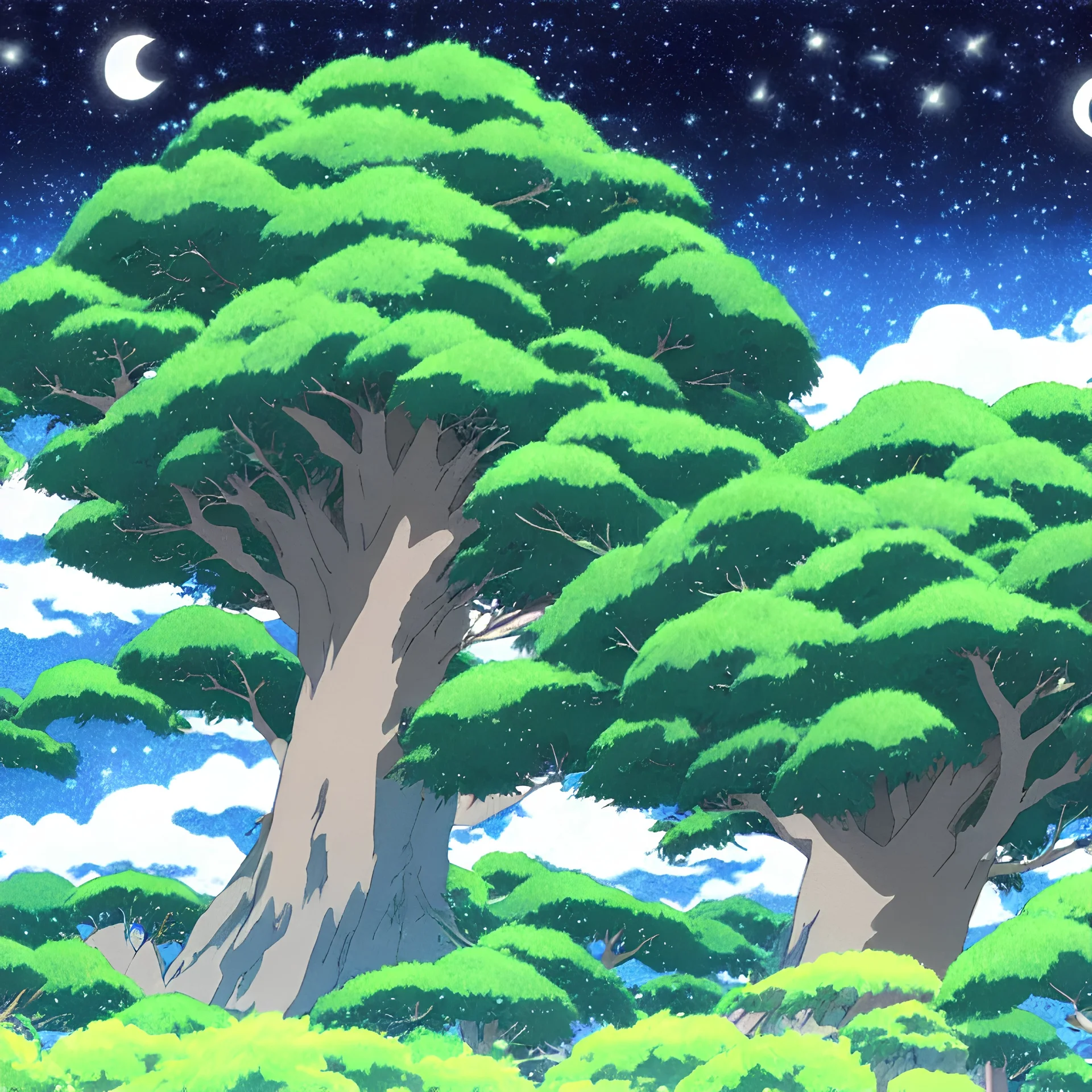 100% (stars in the night sky realistic nature rendering)100% by studio ghibli