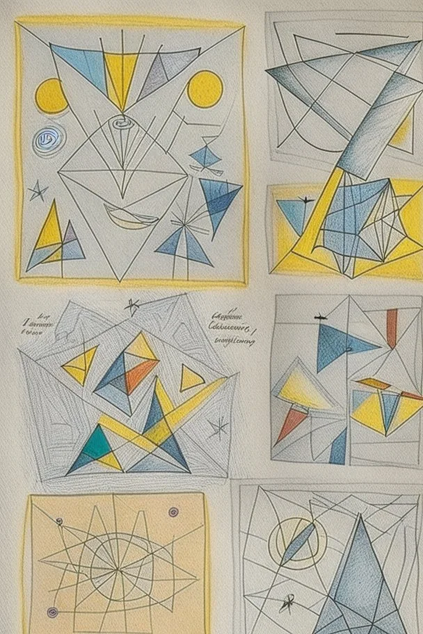 Detailed Kandinsky squares with Sketchy pencil outlines
