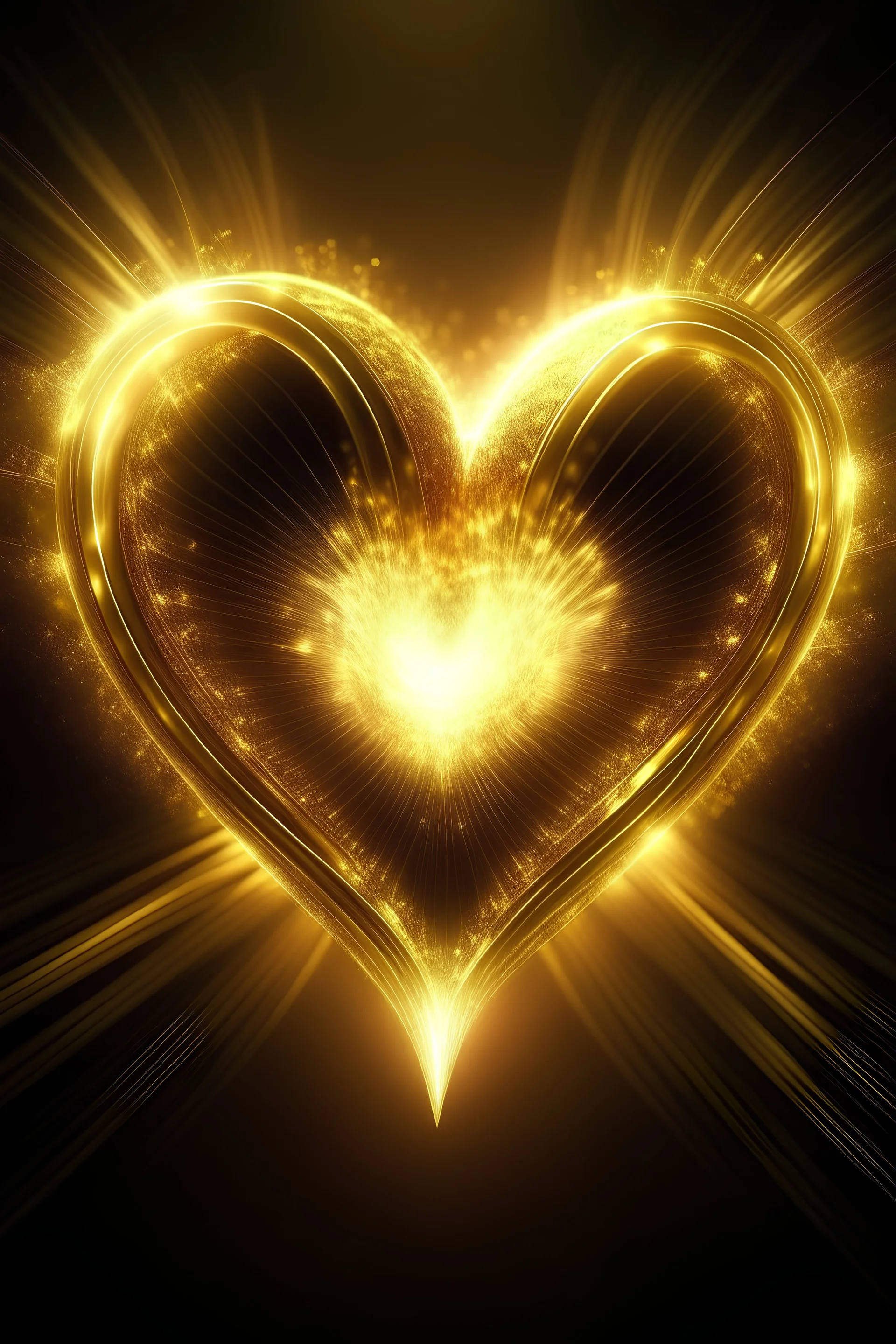 Create an image of a golden heart with a golden glow radiating around the heart