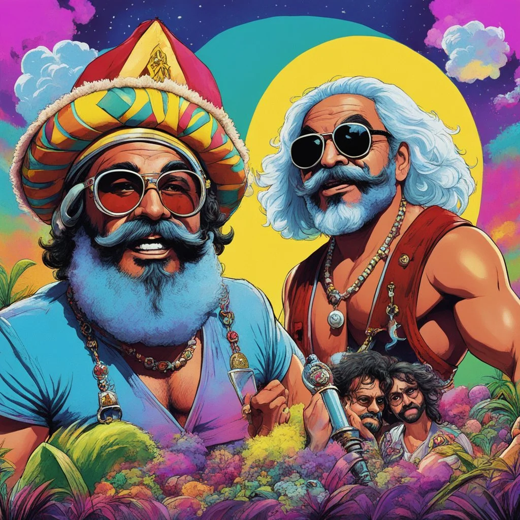 [glitched acid trip by Mil Mascaras] Cheech and Chong is bards in a heroic fantasy adventure