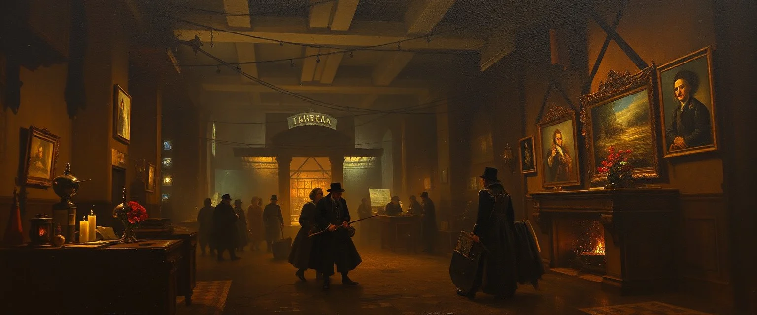 master oil painting by Rembrandt, good afternoon cyberpunk, lol