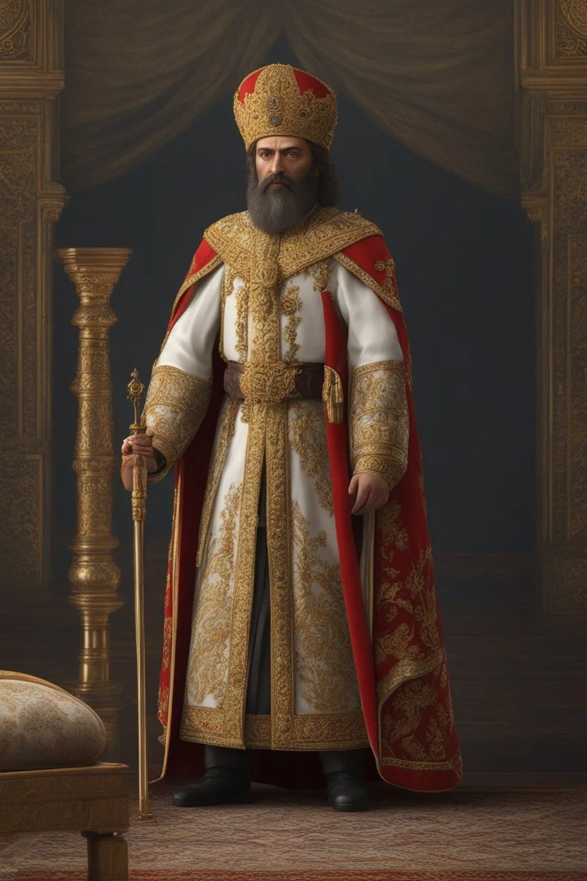 Ultra realistic, Full body , Bulgarian Tsar Simeon the Great, 64k, full size, ultra detailed, ultra accurate detailed,