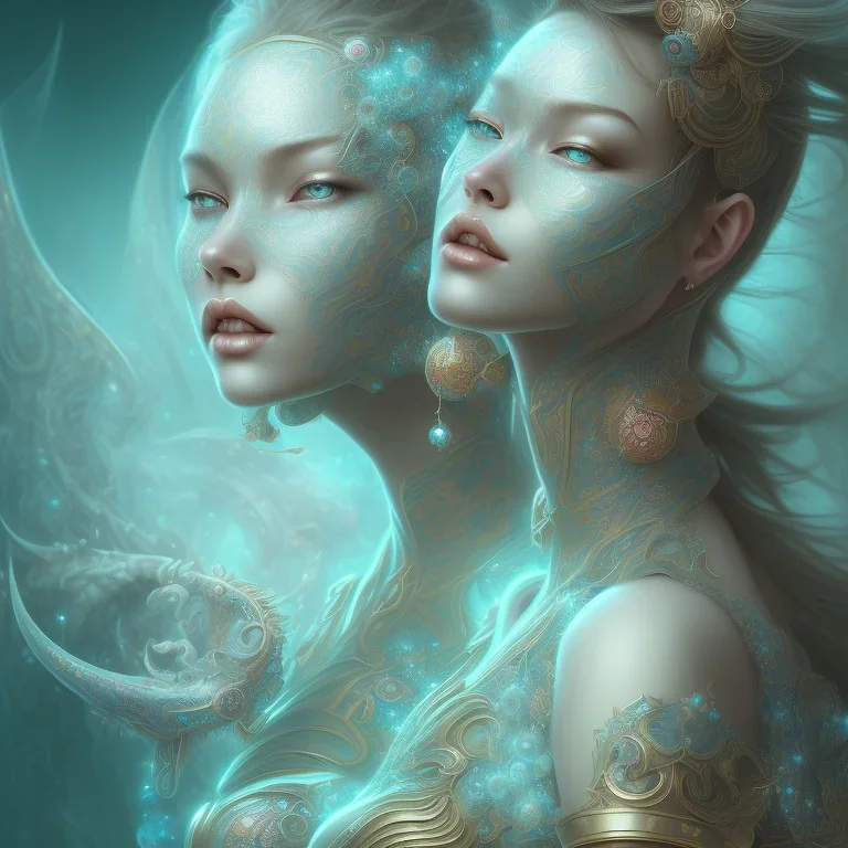 sango fantasy, fantasy magic, intricate, sharp focus, illustration, highly detailed, digital painting, concept art, matte, artgerm and paul lewin and kehinde wiley, masterpiece sexy lips Asian lady body turquoise space lady space sea