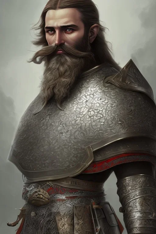 Old Armenian knight with beard, strong, agressive, detailed, 3D textures