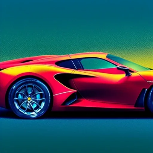 fullbody Drawing of 'sketch of SUperCar',intricate detail,andrea bonelli,Kilian Eng,Ohrai,evan lee,Aleksandr Sidelnikov,KyuYong Eom,three quarters frontal aerial view,toned colors,16k