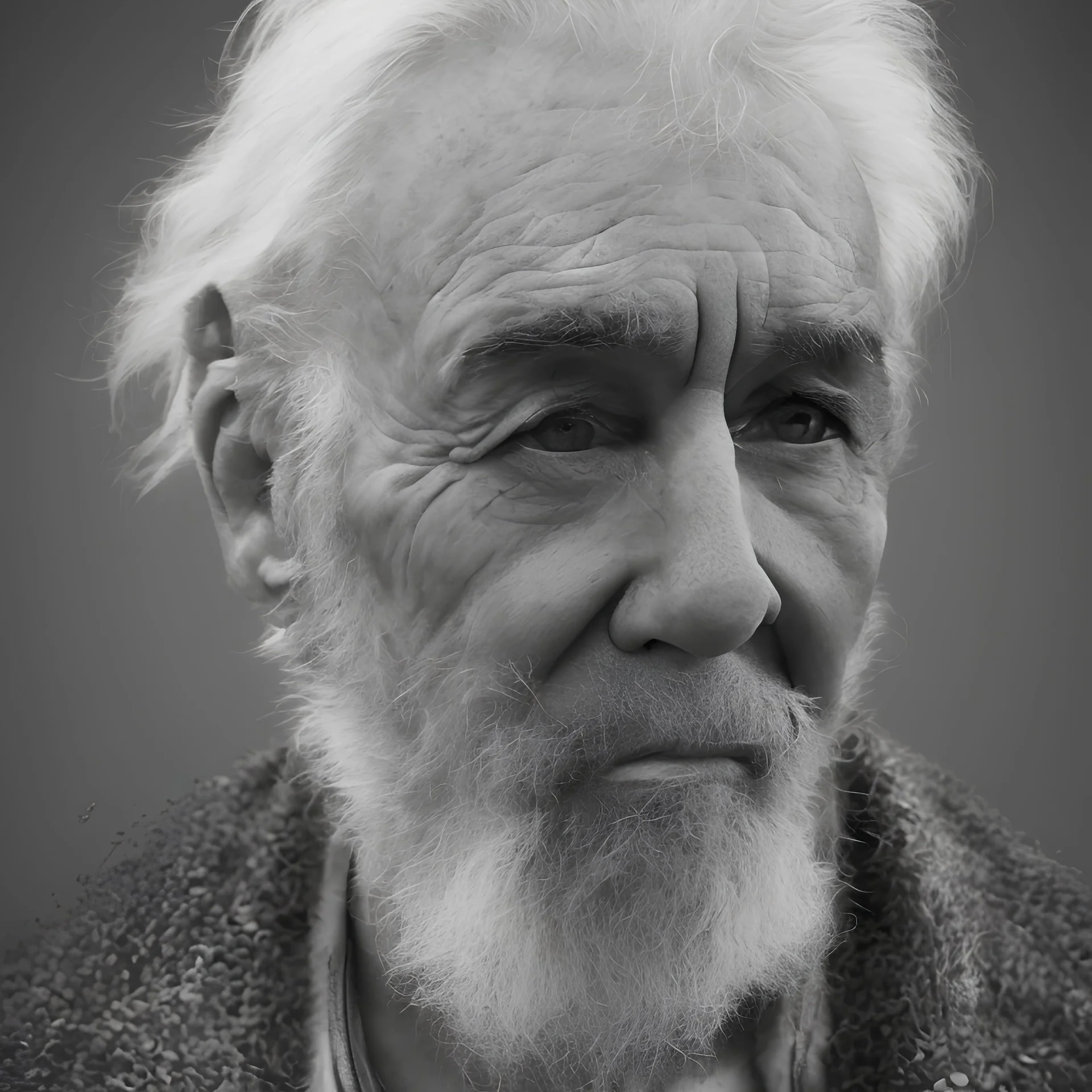 beautiful black and white photo portrait of an old man white hair