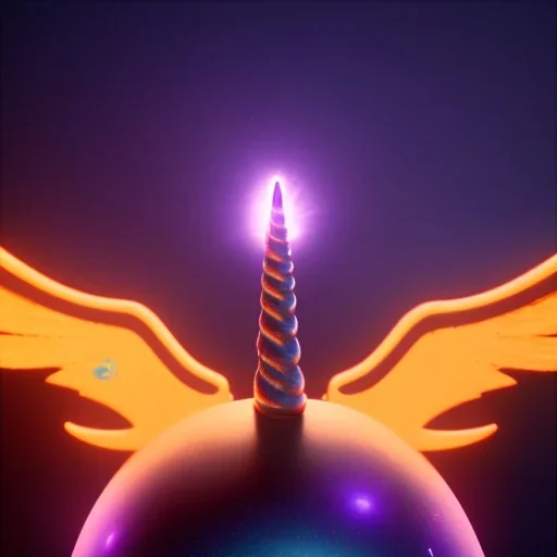 CaM küre içinde fantastik unicorn ateşli kanatları olan