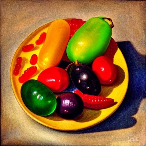 still life bottle fruit plate