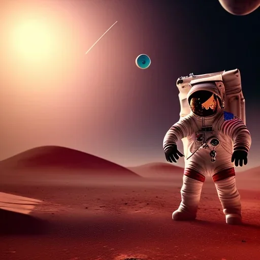 astronaut watching tv from mars unreal engine 5, octan render