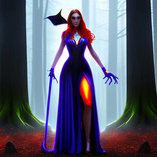  Woman witch in the dark forest