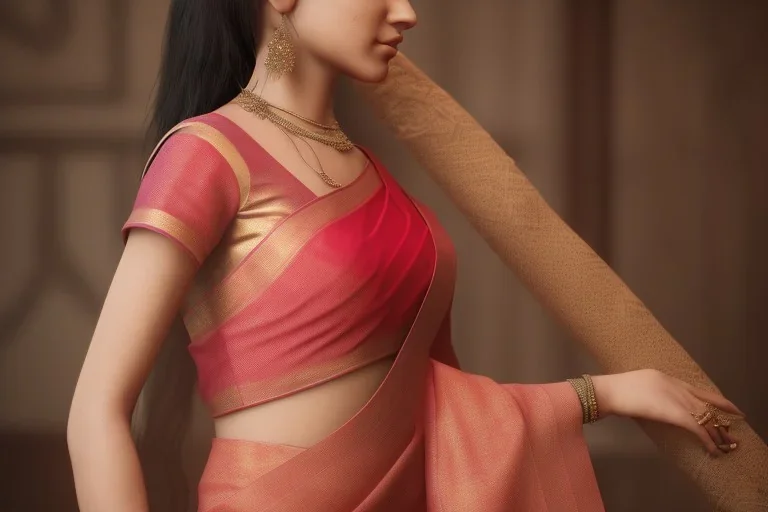 full body photo of a girl in saree i,hyperrealistic,detailed,8k,cinematic