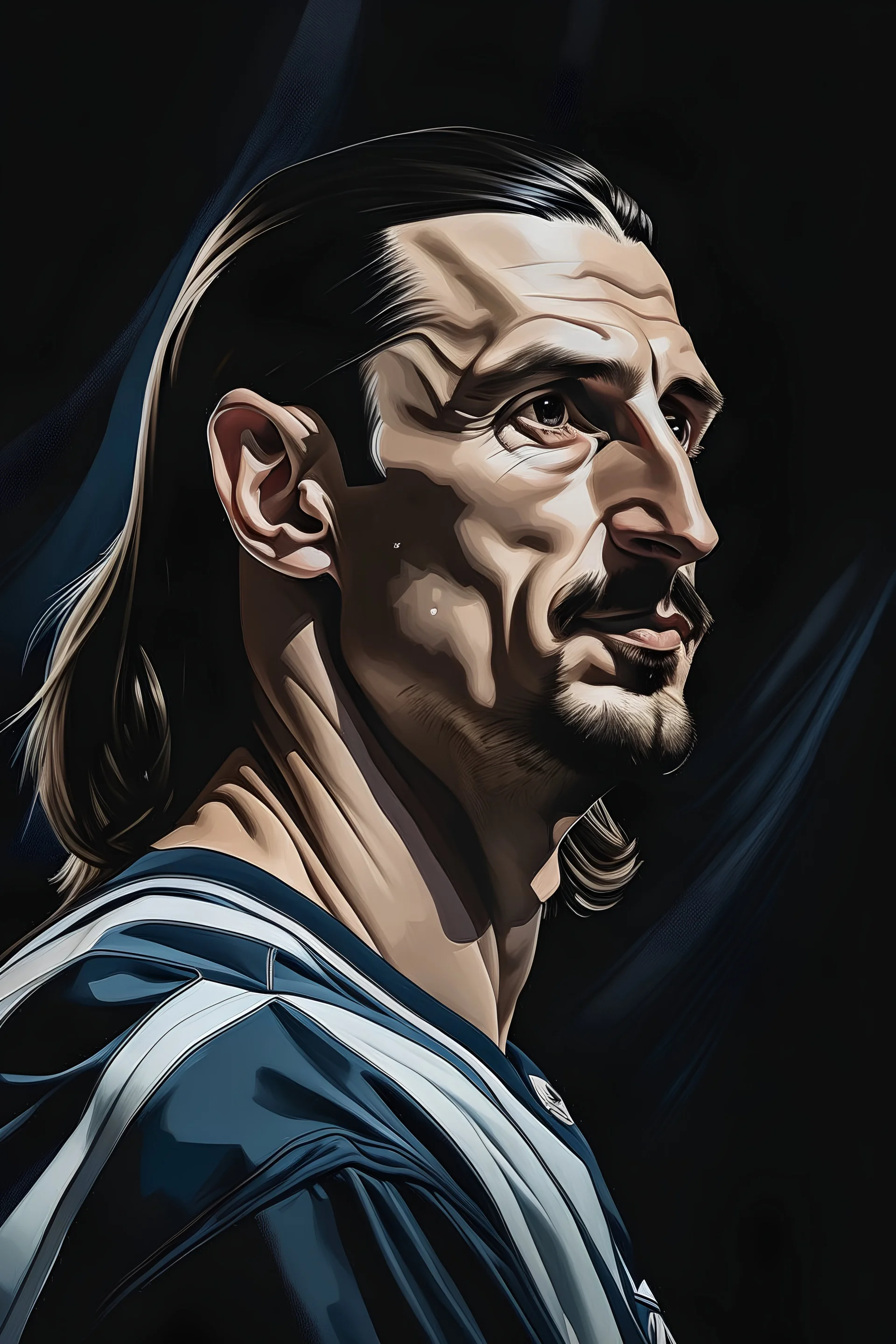 Zlatan Ibrahimović, art, illustration, painting, soccer, 32k uhd, energy-filled illustrations, alasdair mclellan, sharp focus --style raw