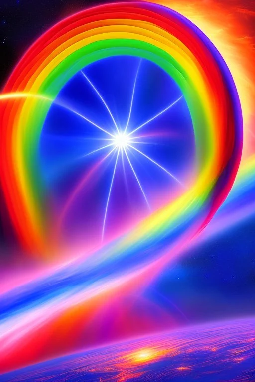 intergalactic very beautiful ufo rainbow futurist