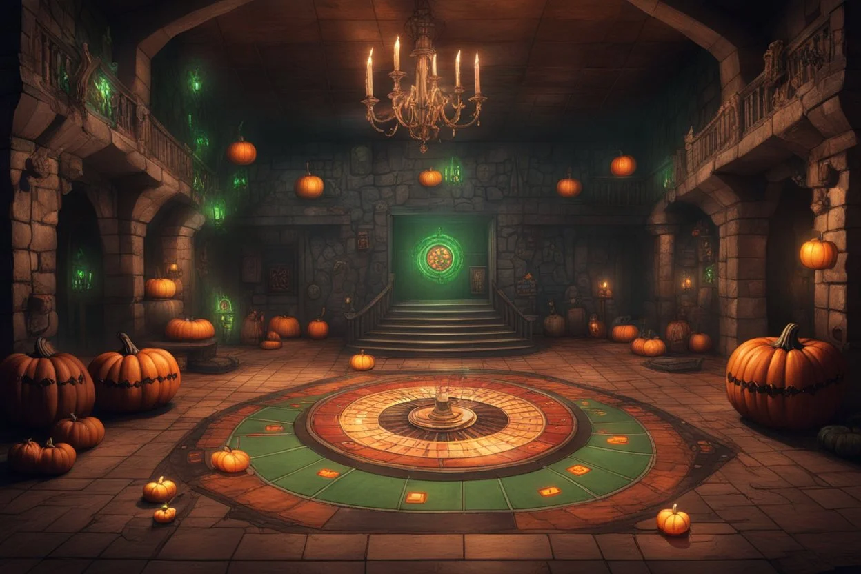 Многоуровневое подземелье. Главный зал оформлен как игровое поле с огромной рулеткой на полу, тыквами с зелёным пламенем и жуткими декорациями, смешивающими атрибутику Хэллоуина и Рождества.