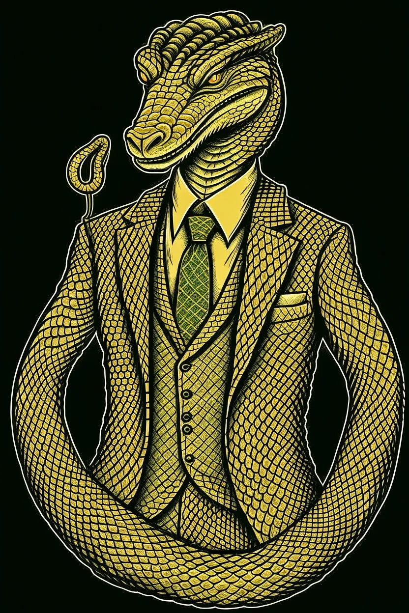 Mythical serpent dressed in a suit