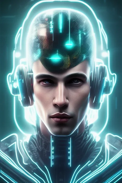 cyberpunk, head, men, portrai, tron