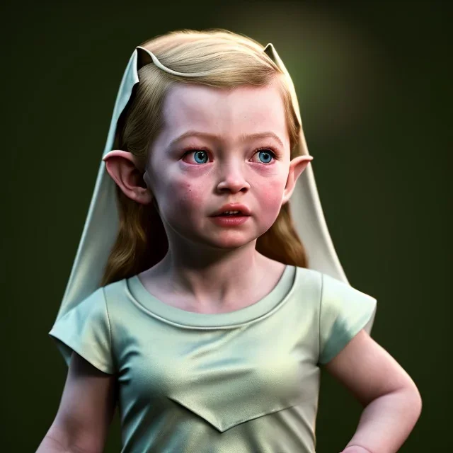 Galadriel toddler, full body, dramatic lighting, hyper realistic