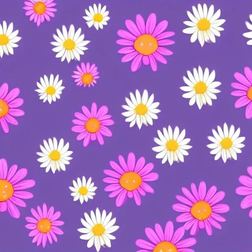 adorable illustration of bunch of daisies, digital illustration, pastel colors, plain background