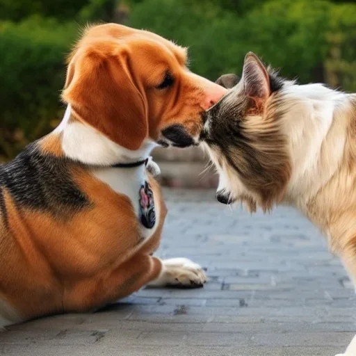 dog kiss a cat