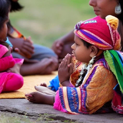 indian child in prayer and adoration