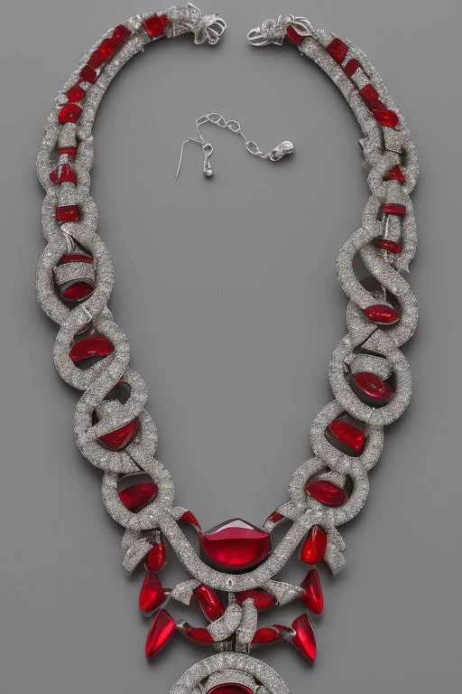 Red Sea Jewel Necklace From white gold