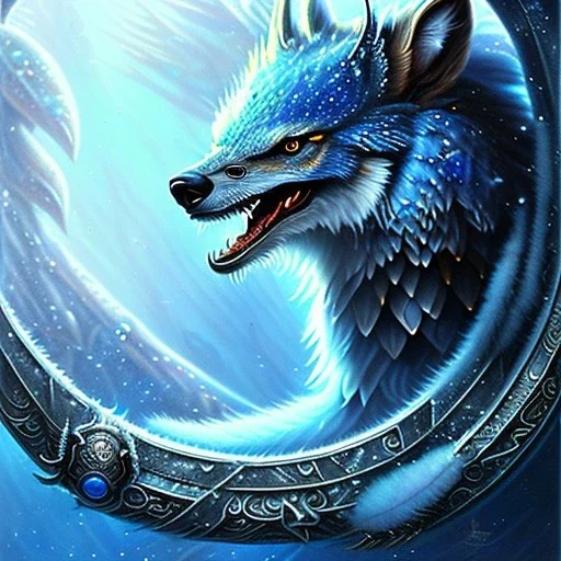 icy blue,mythical beautiful mammalian wolfed creature ,feathers , majestic, ominous, ice, scales,frost on skin, dnd character portrait, intricate, oil on canvas, masterpiece, expert, insanely detailed, 4k resolution, retroanime style, cute big circular reflective eyes, cinematic smooth, intricate detail , soft smooth lighting, soft pastel colors, painted Rena