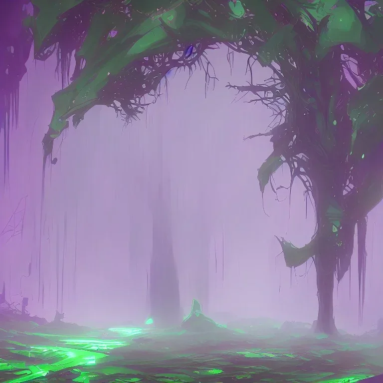 acid rain another planet green purple alien tree