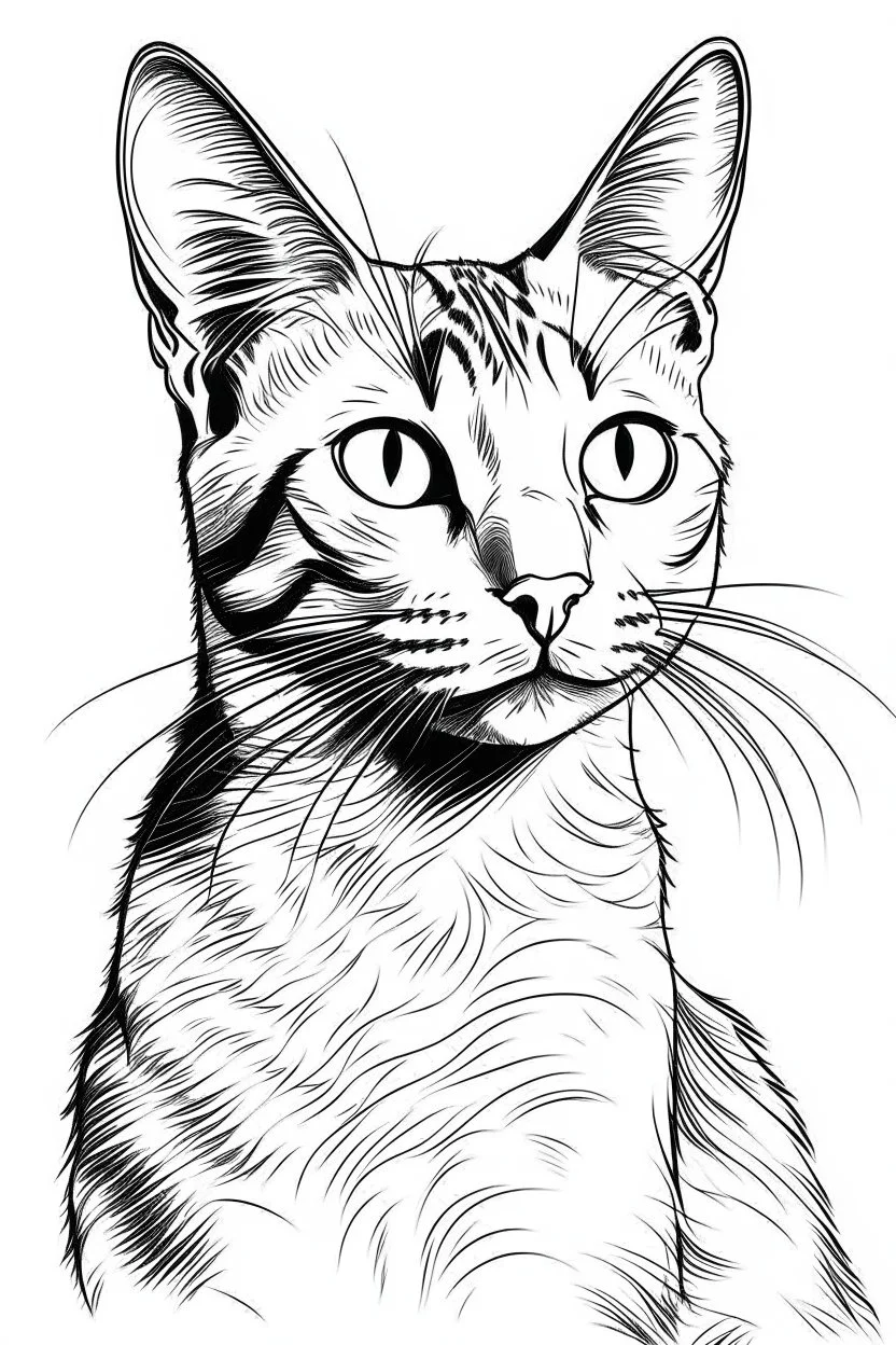 coloring image of cat white background