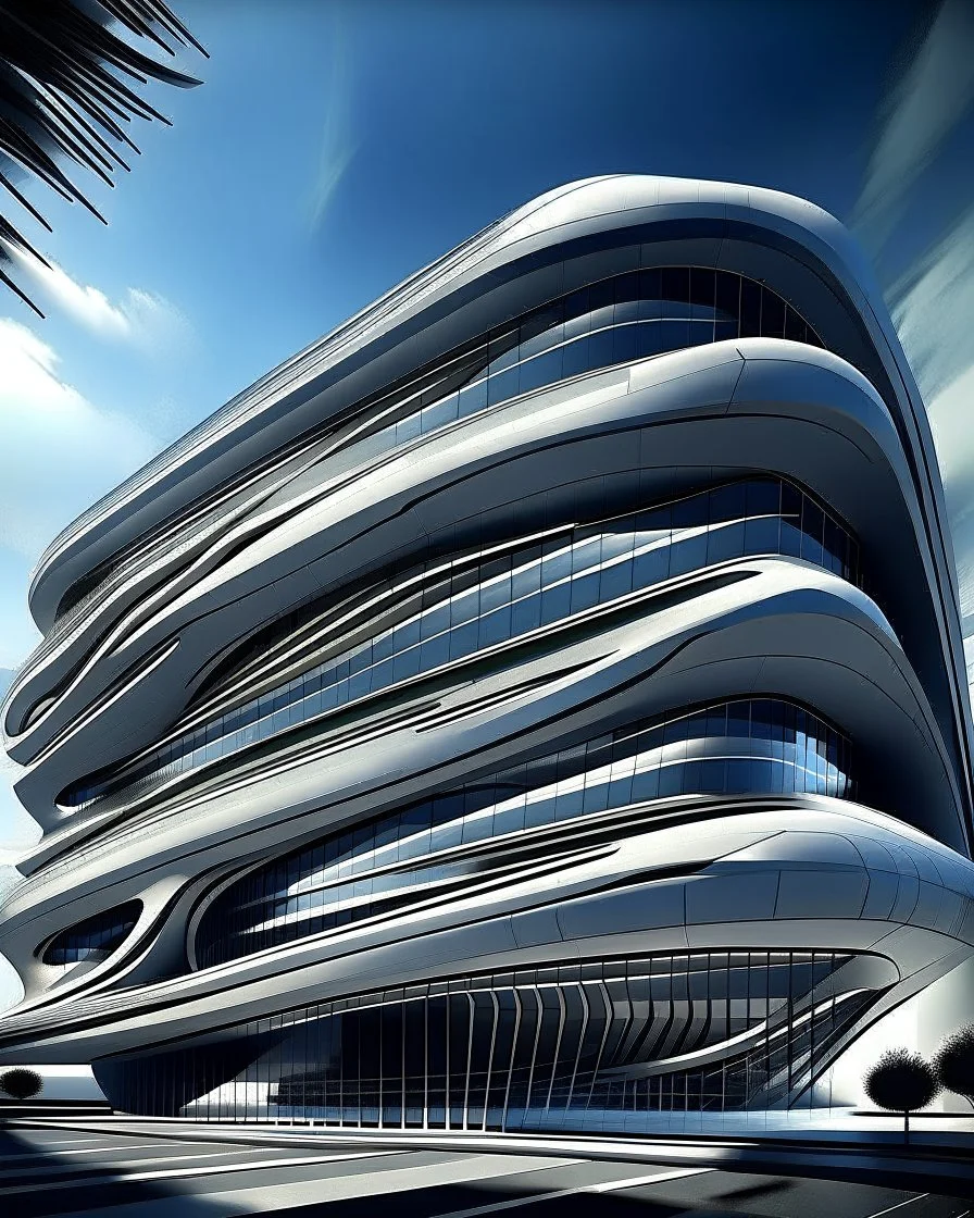 Edificio estilo Zaha Hadid art illustration