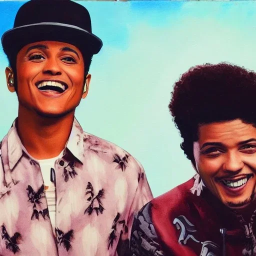 Painting of Bruno mars and Anderson paak