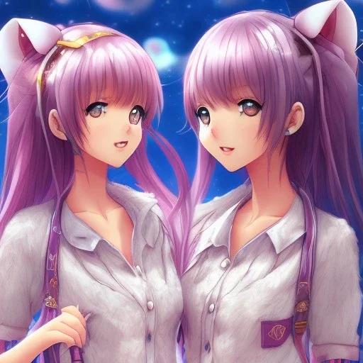 Anime Cat girls, cute, beautiful, twins