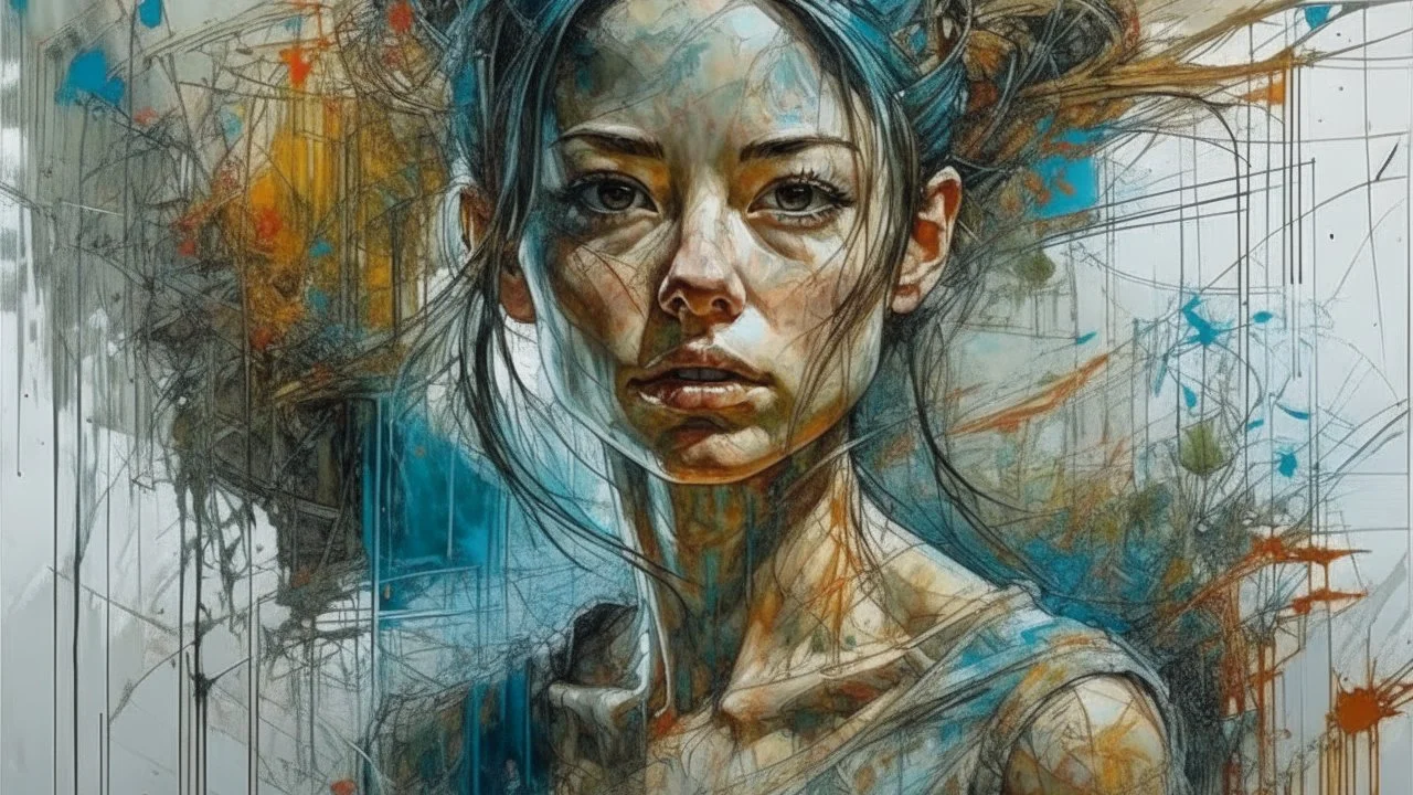 oil painting (medium), (carne griffiths:1.3), (yuko shimizu:1.2) Perfect centralization, coelho (franco)de Donnie, Standing position, beleza abstrata, Centrado, looking at the camera, Facing the camera, nearing perfection, Dynamic, altamente detalhado, liso, foco nítido, 8k, high-definition resolution, illustration, arte de Carne Griffiths e Wadim Kashin, fundo branco