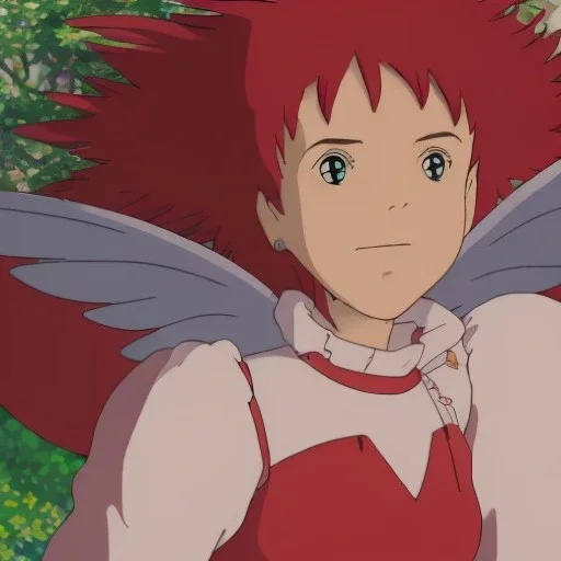 fairy with red hair and armor fights an eating disorder