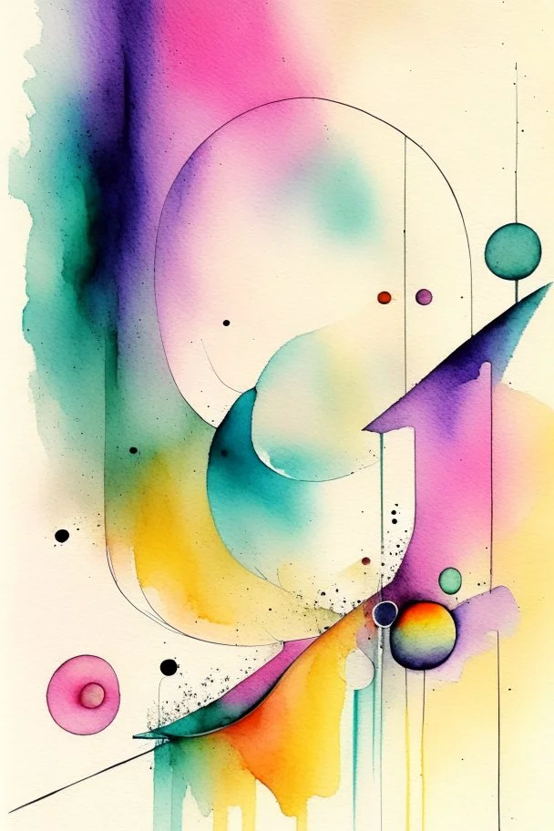 Abstract watercolour in the style of kandinsky. Pastel colours