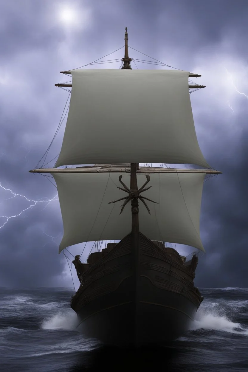 fantasy wooden ship in storm