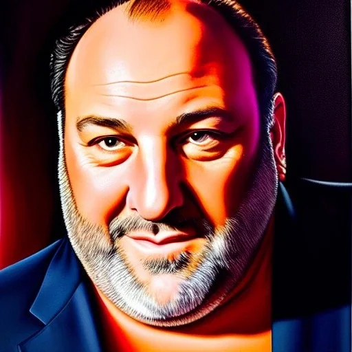 Ultra detailed fullbody Portrait in oil on canvas of James Gandolfini ,extremely detailed digital painting,ultrarealistic skin,intense stare, extremely detailed face, crystal clear eyes, mystical colors ,perfectly centered image, perfect composition, rim light, beautiful lighting,masterpiece ,8k, stunning scene, raytracing, anatomically correct, in the style of Simon Bisley and Ohrai Noriyoshi and robert e howard and Steve Jung and Wizyakuza and uncannyknack.